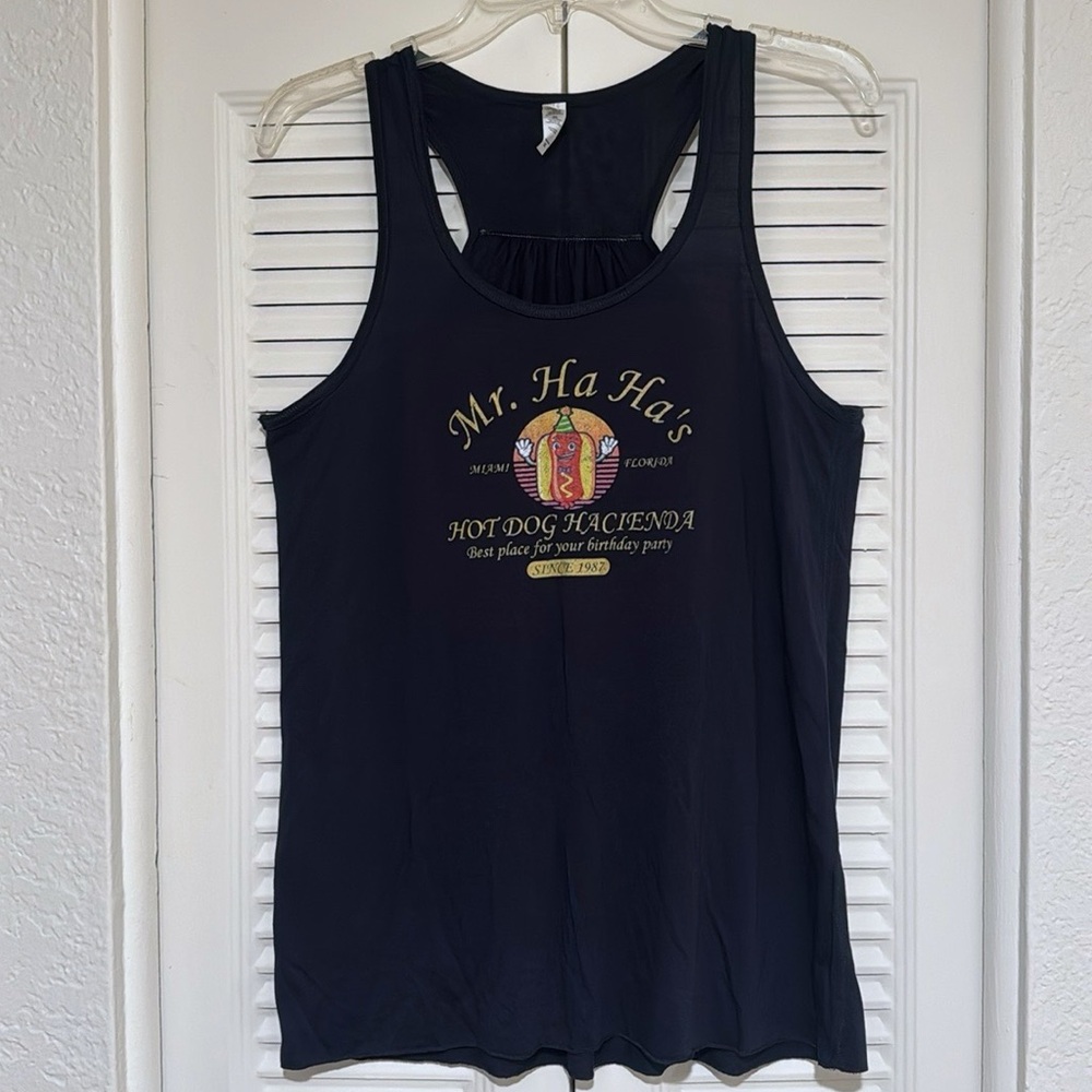 Mr. Ha Ha’s Hot Dog Hacienda Racerback Tank Top